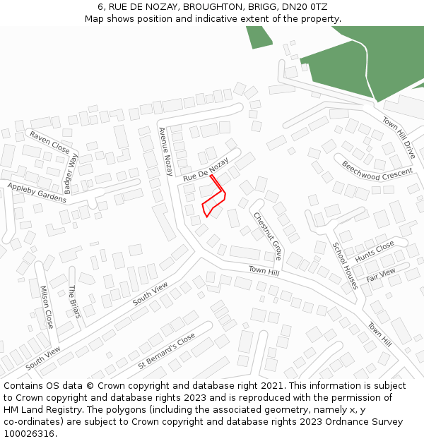 6, RUE DE NOZAY, BROUGHTON, BRIGG, DN20 0TZ: Location map and indicative extent of plot