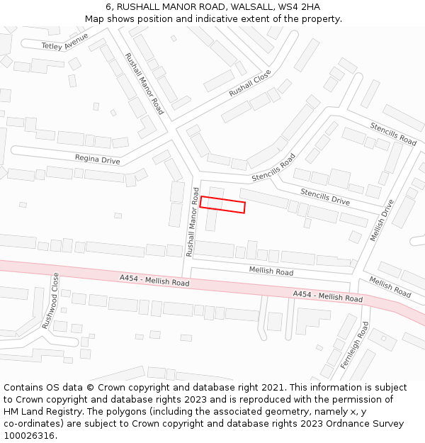 6, RUSHALL MANOR ROAD, WALSALL, WS4 2HA: Location map and indicative extent of plot