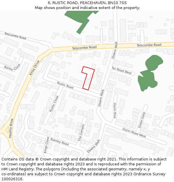 6, RUSTIC ROAD, PEACEHAVEN, BN10 7SS: Location map and indicative extent of plot