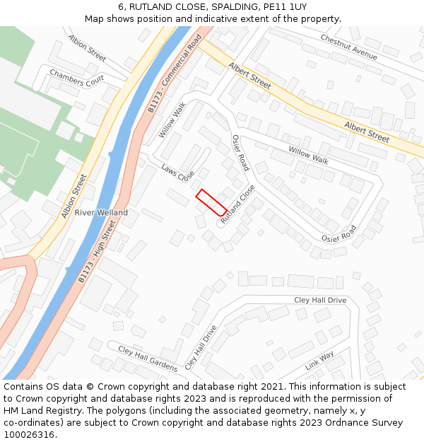 6, RUTLAND CLOSE, SPALDING, PE11 1UY: Location map and indicative extent of plot
