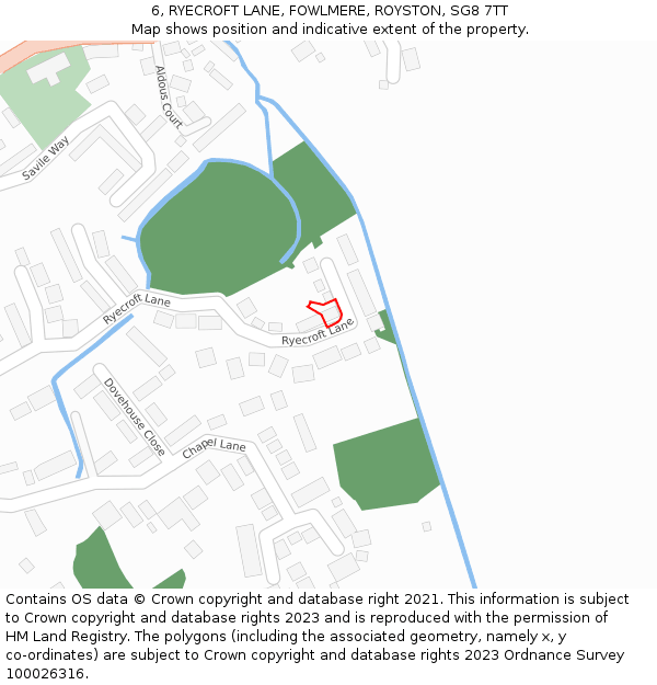 6, RYECROFT LANE, FOWLMERE, ROYSTON, SG8 7TT: Location map and indicative extent of plot