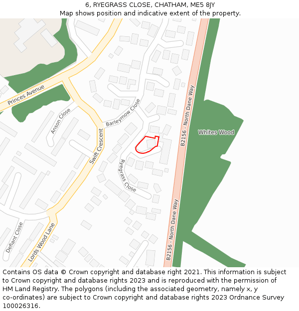 6, RYEGRASS CLOSE, CHATHAM, ME5 8JY: Location map and indicative extent of plot