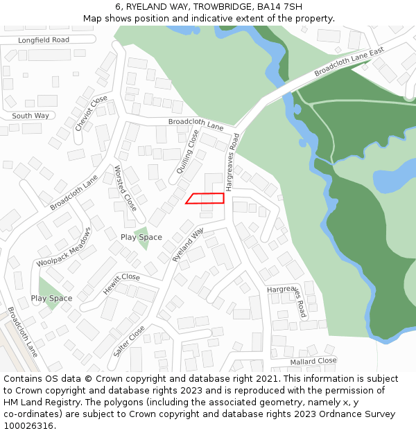 6, RYELAND WAY, TROWBRIDGE, BA14 7SH: Location map and indicative extent of plot