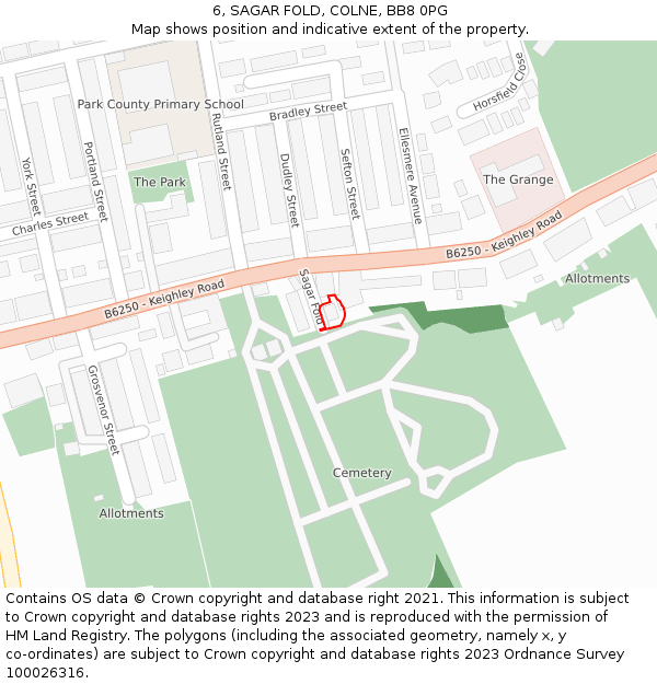 6, SAGAR FOLD, COLNE, BB8 0PG: Location map and indicative extent of plot