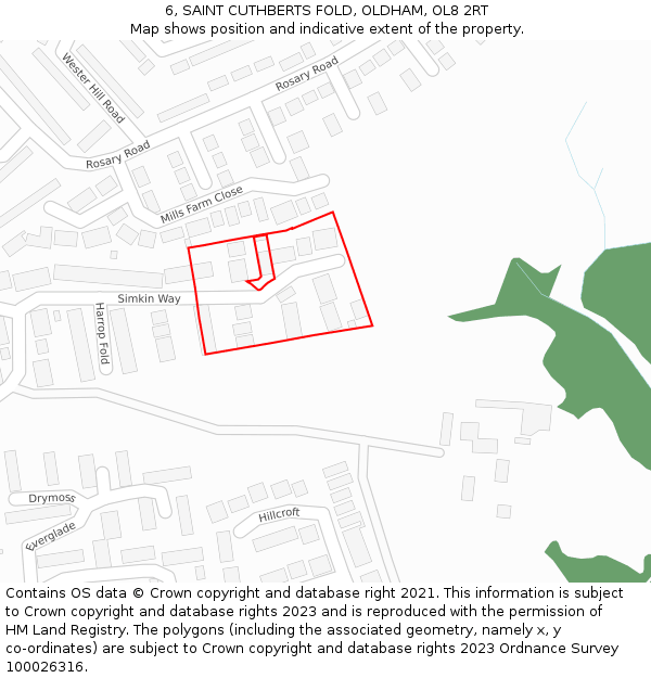 6, SAINT CUTHBERTS FOLD, OLDHAM, OL8 2RT: Location map and indicative extent of plot