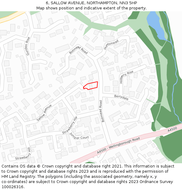 6, SALLOW AVENUE, NORTHAMPTON, NN3 5HP: Location map and indicative extent of plot