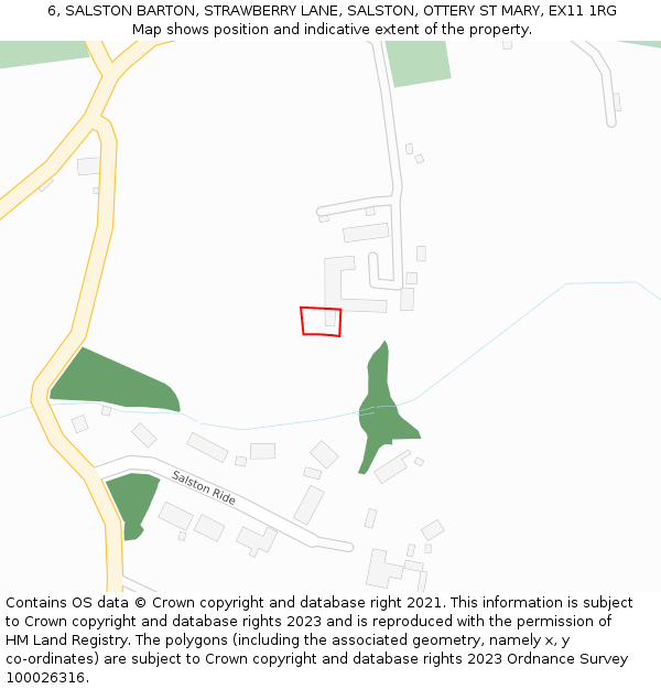 6, SALSTON BARTON, STRAWBERRY LANE, SALSTON, OTTERY ST MARY, EX11 1RG: Location map and indicative extent of plot