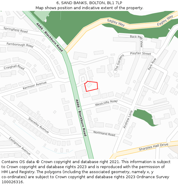 6, SAND BANKS, BOLTON, BL1 7LP: Location map and indicative extent of plot