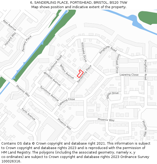 6, SANDERLING PLACE, PORTISHEAD, BRISTOL, BS20 7NW: Location map and indicative extent of plot