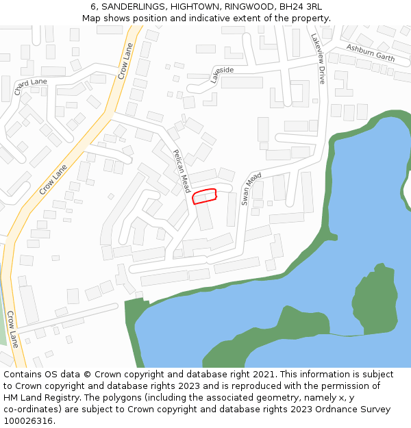 6, SANDERLINGS, HIGHTOWN, RINGWOOD, BH24 3RL: Location map and indicative extent of plot