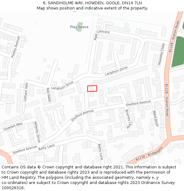 6, SANDHOLME WAY, HOWDEN, GOOLE, DN14 7LN: Location map and indicative extent of plot