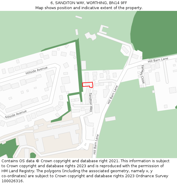 6, SANDITON WAY, WORTHING, BN14 9FF: Location map and indicative extent of plot