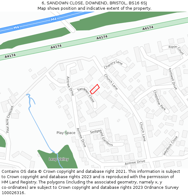 6, SANDOWN CLOSE, DOWNEND, BRISTOL, BS16 6SJ: Location map and indicative extent of plot