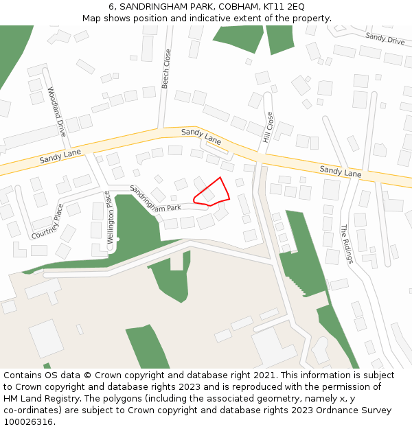 6, SANDRINGHAM PARK, COBHAM, KT11 2EQ: Location map and indicative extent of plot