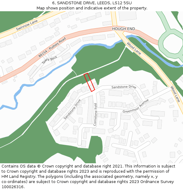 6, SANDSTONE DRIVE, LEEDS, LS12 5SU: Location map and indicative extent of plot
