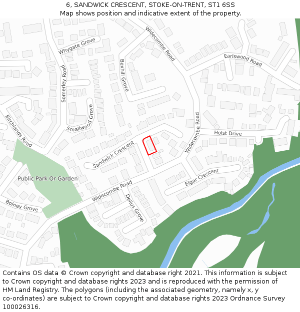 6, SANDWICK CRESCENT, STOKE-ON-TRENT, ST1 6SS: Location map and indicative extent of plot