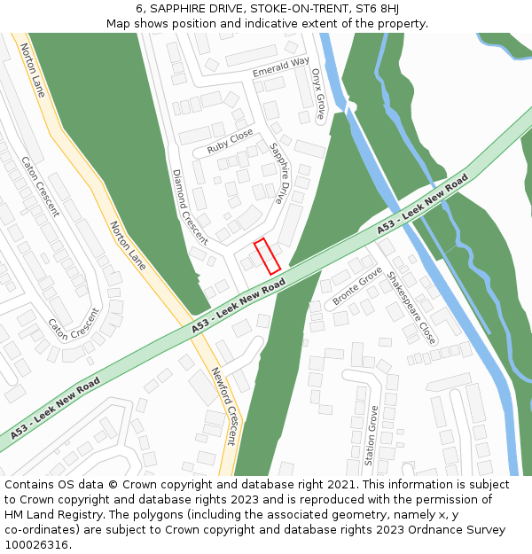 6, SAPPHIRE DRIVE, STOKE-ON-TRENT, ST6 8HJ: Location map and indicative extent of plot