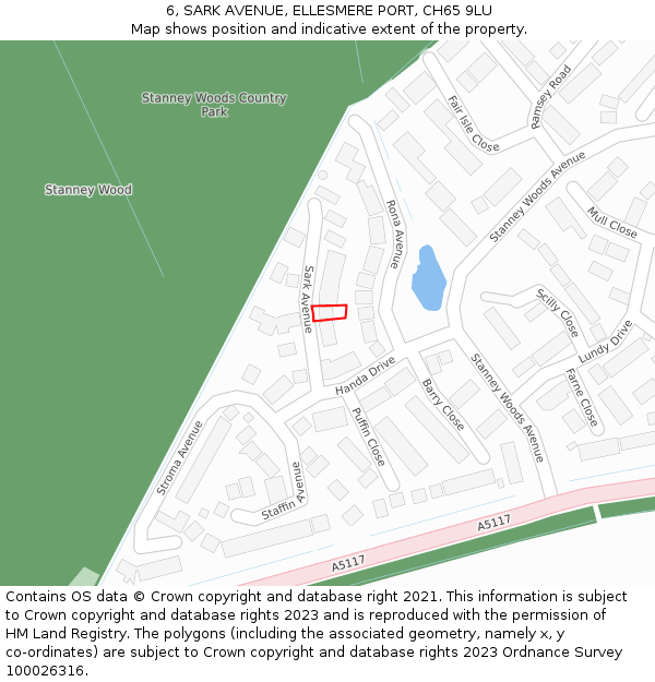 6, SARK AVENUE, ELLESMERE PORT, CH65 9LU: Location map and indicative extent of plot