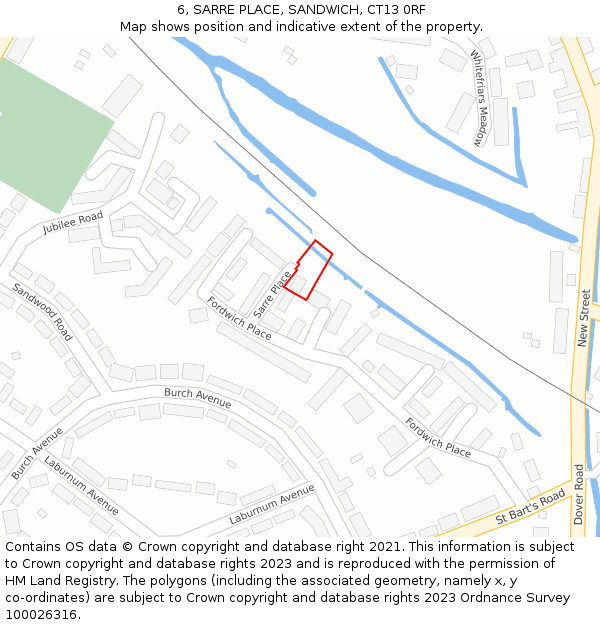 6, SARRE PLACE, SANDWICH, CT13 0RF: Location map and indicative extent of plot