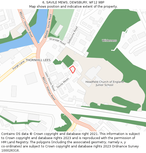 6, SAVILE MEWS, DEWSBURY, WF12 9BP: Location map and indicative extent of plot