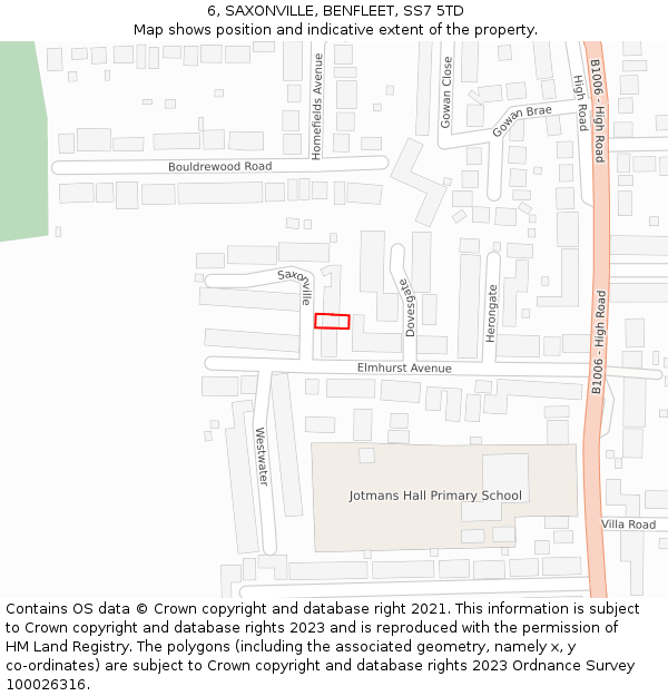 6, SAXONVILLE, BENFLEET, SS7 5TD: Location map and indicative extent of plot