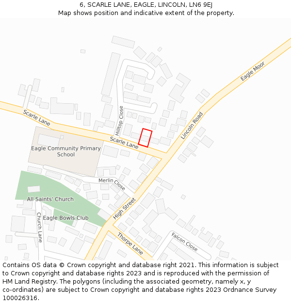 6, SCARLE LANE, EAGLE, LINCOLN, LN6 9EJ: Location map and indicative extent of plot