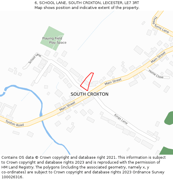 6, SCHOOL LANE, SOUTH CROXTON, LEICESTER, LE7 3RT: Location map and indicative extent of plot