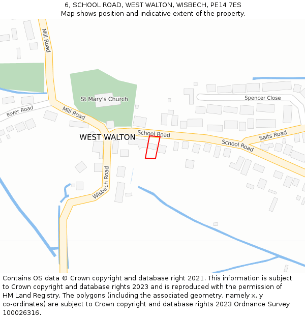 6, SCHOOL ROAD, WEST WALTON, WISBECH, PE14 7ES: Location map and indicative extent of plot