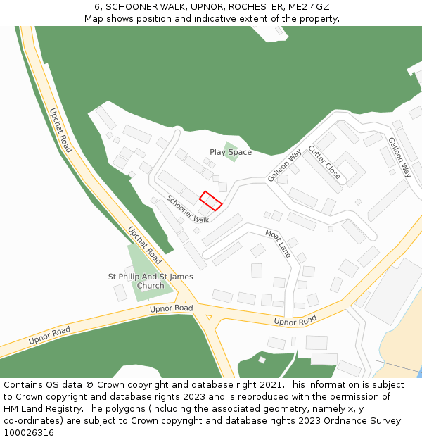 6, SCHOONER WALK, UPNOR, ROCHESTER, ME2 4GZ: Location map and indicative extent of plot