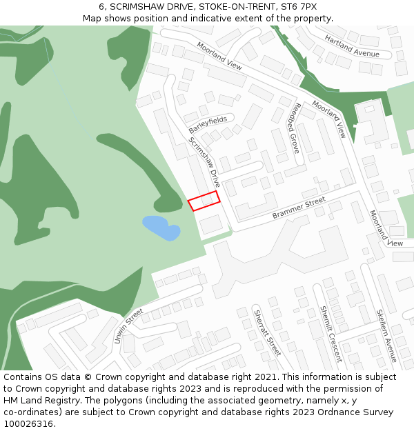 6, SCRIMSHAW DRIVE, STOKE-ON-TRENT, ST6 7PX: Location map and indicative extent of plot