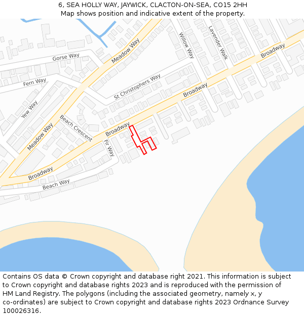 6, SEA HOLLY WAY, JAYWICK, CLACTON-ON-SEA, CO15 2HH: Location map and indicative extent of plot