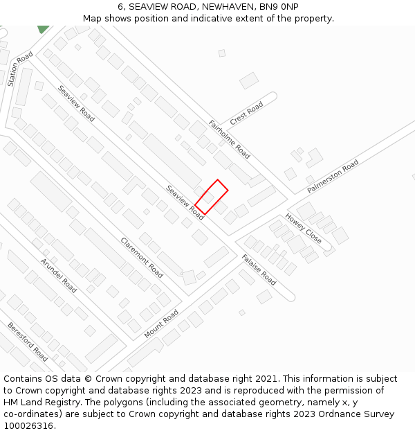 6, SEAVIEW ROAD, NEWHAVEN, BN9 0NP: Location map and indicative extent of plot