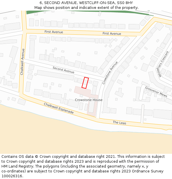 6, SECOND AVENUE, WESTCLIFF-ON-SEA, SS0 8HY: Location map and indicative extent of plot