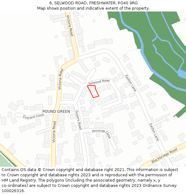 6, SELWOOD ROAD, FRESHWATER, PO40 9RG: Location map and indicative extent of plot