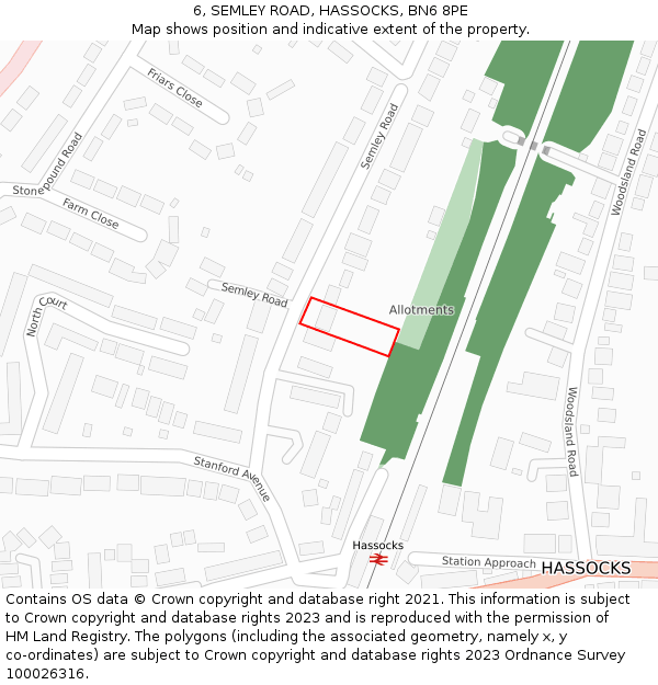 6, SEMLEY ROAD, HASSOCKS, BN6 8PE: Location map and indicative extent of plot