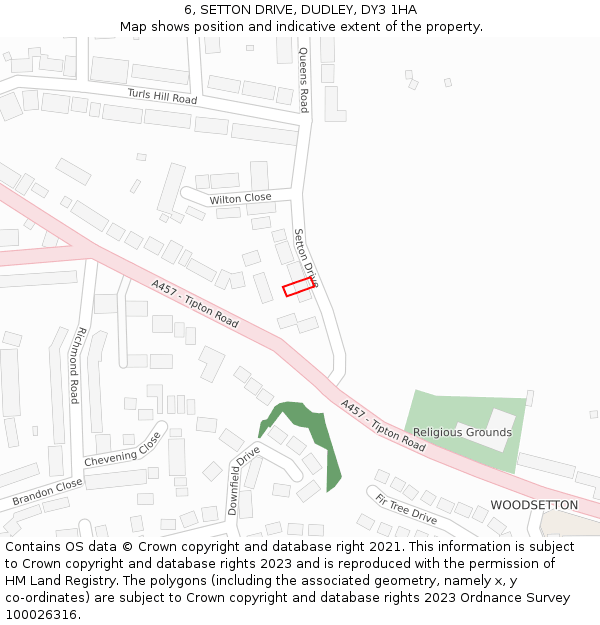 6, SETTON DRIVE, DUDLEY, DY3 1HA: Location map and indicative extent of plot