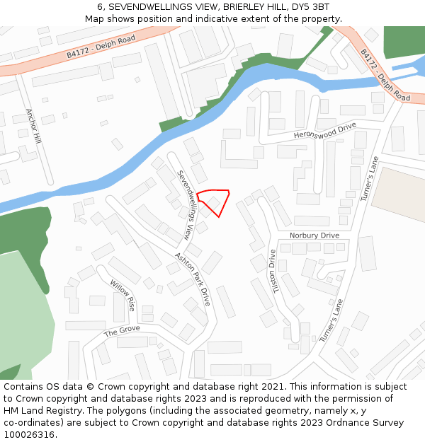 6, SEVENDWELLINGS VIEW, BRIERLEY HILL, DY5 3BT: Location map and indicative extent of plot