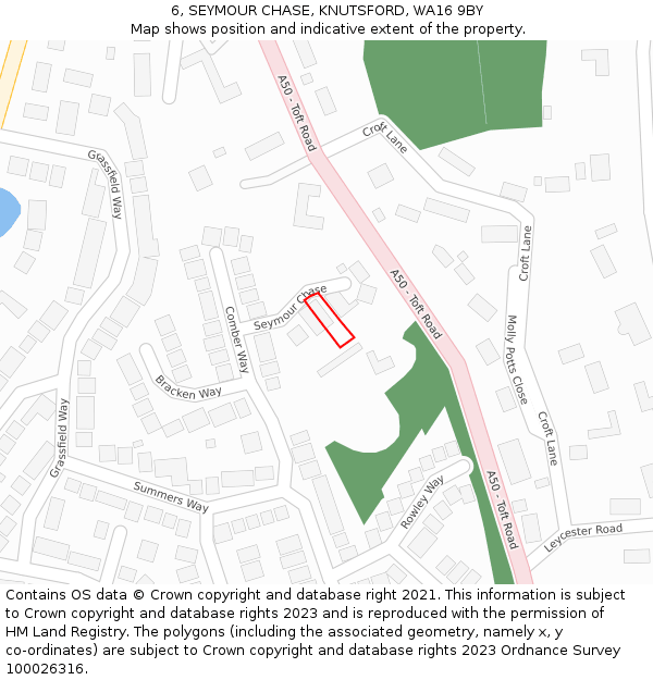 6, SEYMOUR CHASE, KNUTSFORD, WA16 9BY: Location map and indicative extent of plot