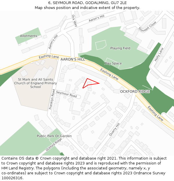 6, SEYMOUR ROAD, GODALMING, GU7 2LE: Location map and indicative extent of plot