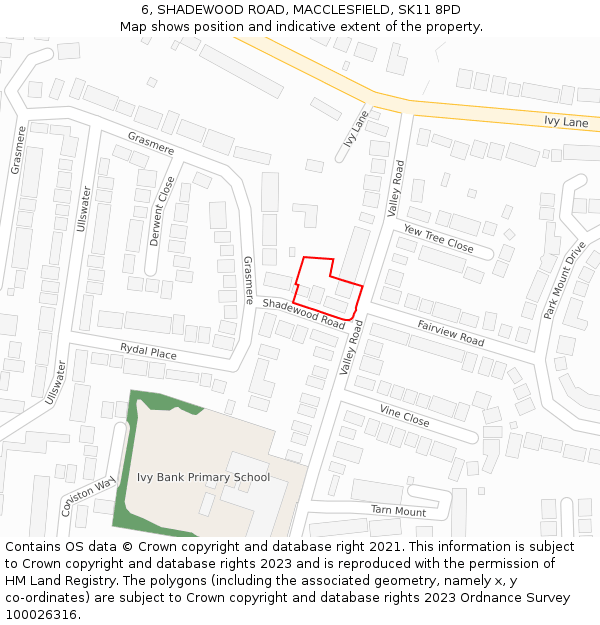 6, SHADEWOOD ROAD, MACCLESFIELD, SK11 8PD: Location map and indicative extent of plot