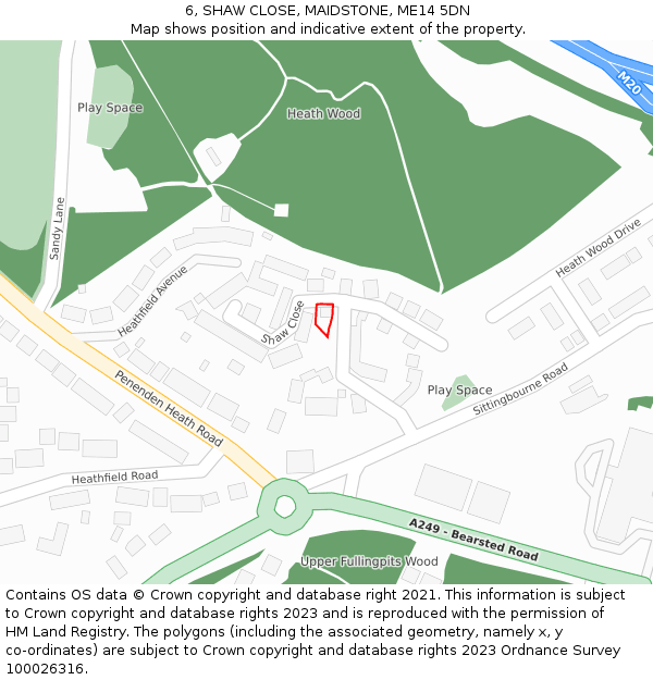 6, SHAW CLOSE, MAIDSTONE, ME14 5DN: Location map and indicative extent of plot