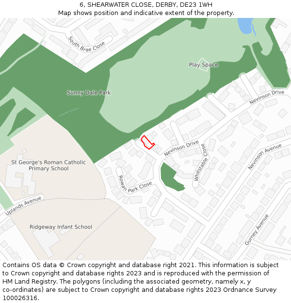 6, SHEARWATER CLOSE, DERBY, DE23 1WH: Location map and indicative extent of plot
