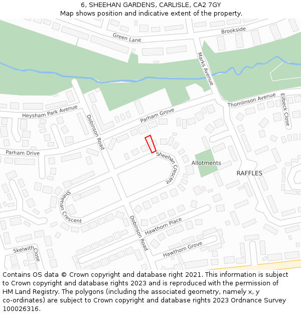 6, SHEEHAN GARDENS, CARLISLE, CA2 7GY: Location map and indicative extent of plot