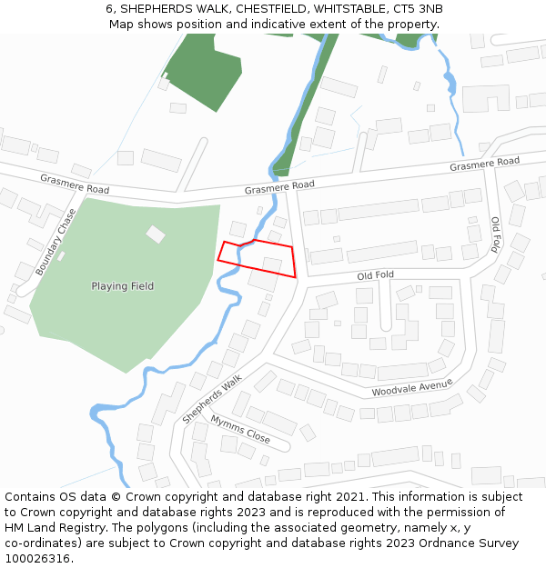 6, SHEPHERDS WALK, CHESTFIELD, WHITSTABLE, CT5 3NB: Location map and indicative extent of plot