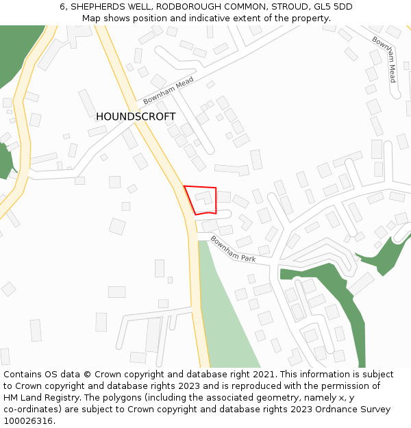 6, SHEPHERDS WELL, RODBOROUGH COMMON, STROUD, GL5 5DD: Location map and indicative extent of plot