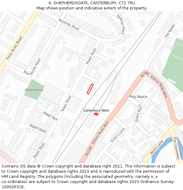 6, SHEPHERDSGATE, CANTERBURY, CT2 7RU: Location map and indicative extent of plot