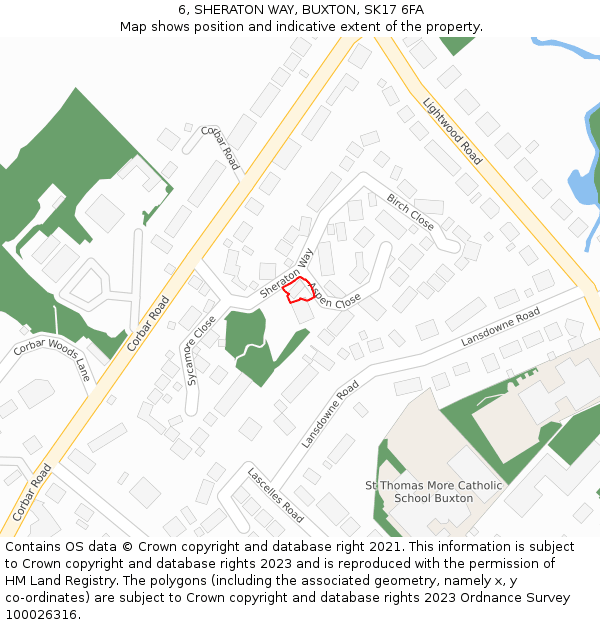 6, SHERATON WAY, BUXTON, SK17 6FA: Location map and indicative extent of plot