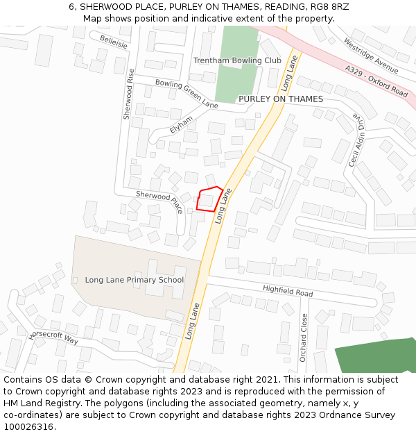 6, SHERWOOD PLACE, PURLEY ON THAMES, READING, RG8 8RZ: Location map and indicative extent of plot