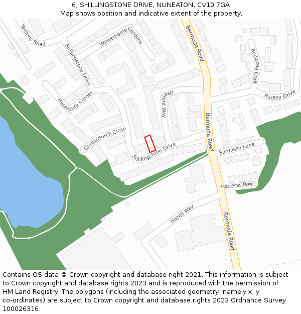 6, SHILLINGSTONE DRIVE, NUNEATON, CV10 7GA: Location map and indicative extent of plot