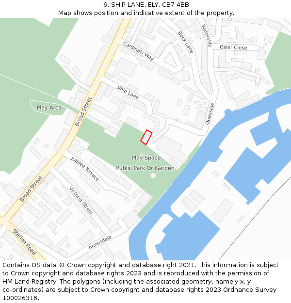 6, SHIP LANE, ELY, CB7 4BB: Location map and indicative extent of plot